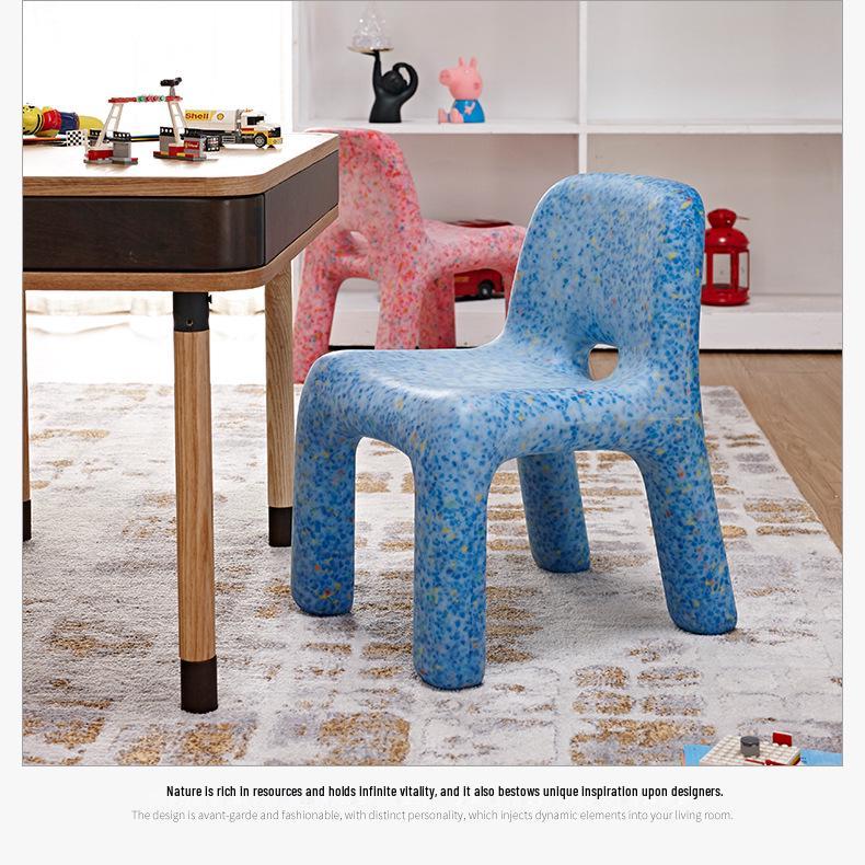 Nordic Creative Children's Chair - Simple Plastic Stool with Backrest for Kindergarten or Home Dining.