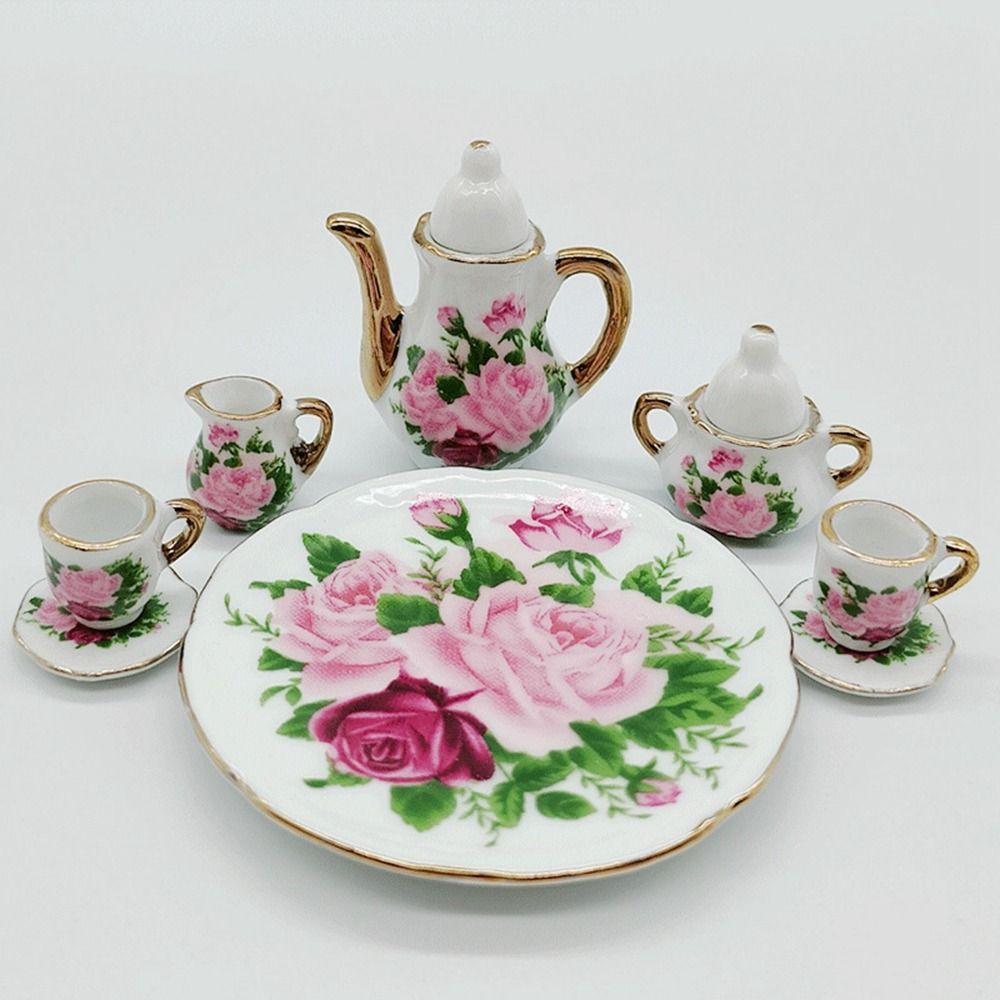 9 stiler Kina Tekopp Mini Dukkehus Flaskesett for 1/6 BJD Dukke/for 1,5" Barbie Dukke/Blythe Dukke