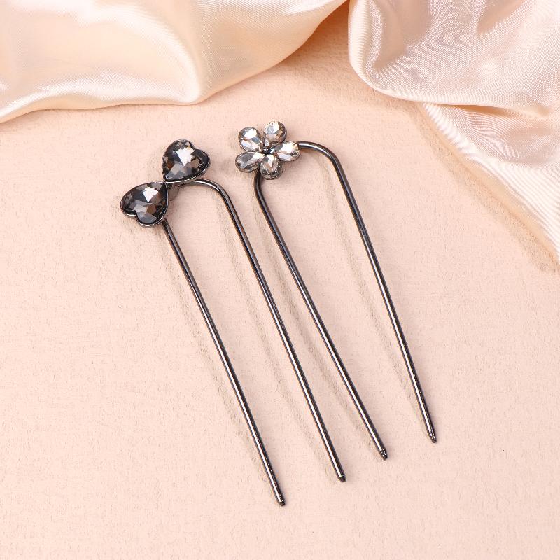 2Pcs Vintage Ancient Style Flower U-Shaped Hairpin Temperament Bow Hair Sticks Fairy Retro Hair Accessories Girl Gifts