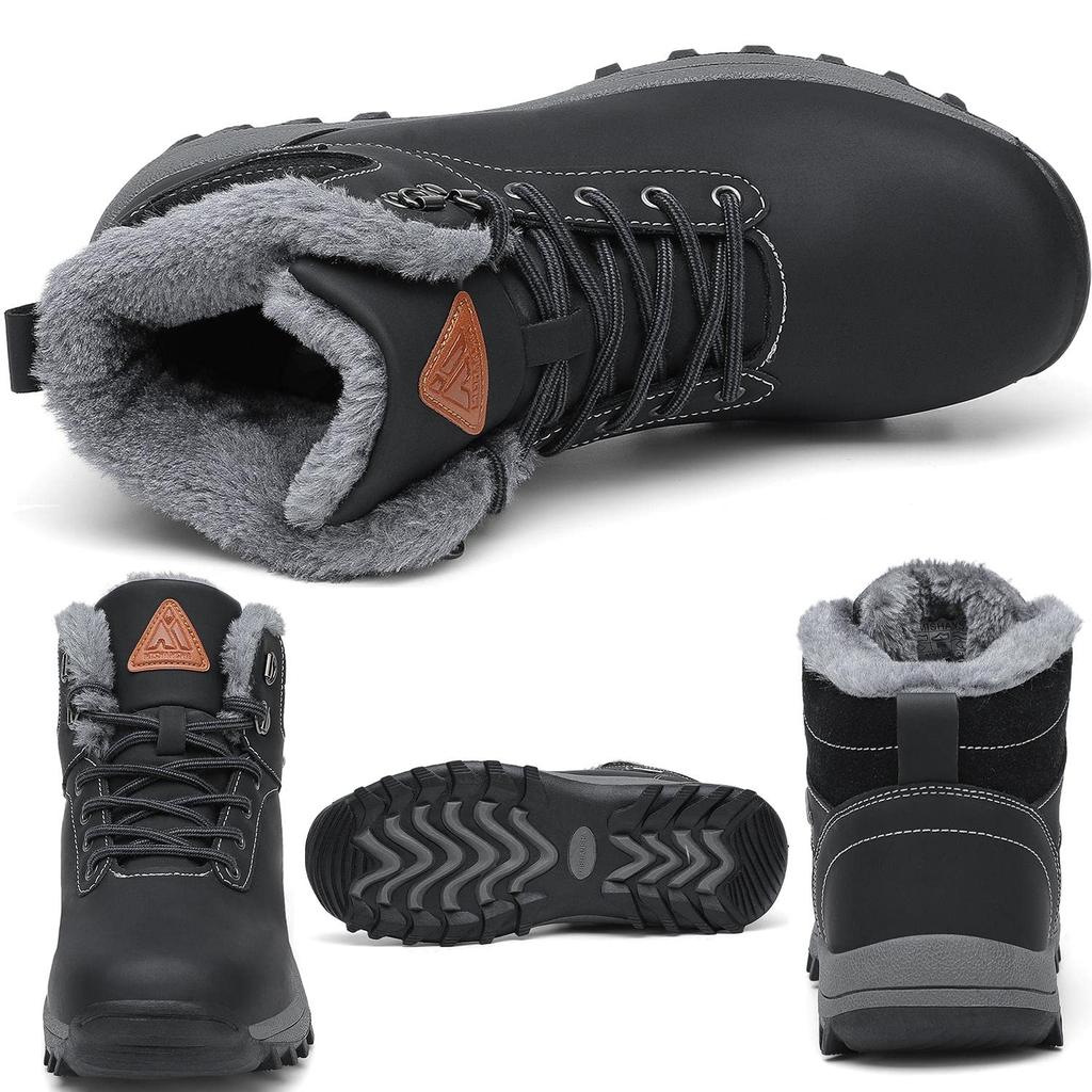 Putu Snow Climbing Cold Weather Outdoor Hiking Size Black High-Top Waterproof, Non-Slip, Fleece-Lined Boots, Unisex, Boots, Abrasion-Resistant,
