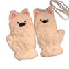 Cute West Highland Plush Flip Finger Gloves Women's Winter Warm Student Writing Anti-Freeze New