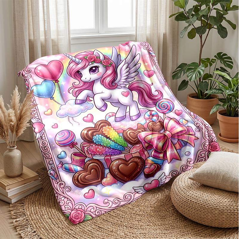 Fantasy Forest Unicorn Theme blanket Lightweight Warm Flannel Blanket Decorative Throw Blanket for Home Decoration