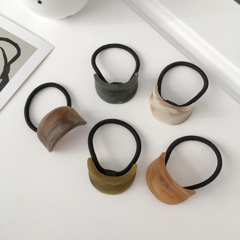 Duowei Jewelry Style Simple Matte Wood Grain Girl Ponytail Hair Band Geometric Arc High Elastic Female Headrope