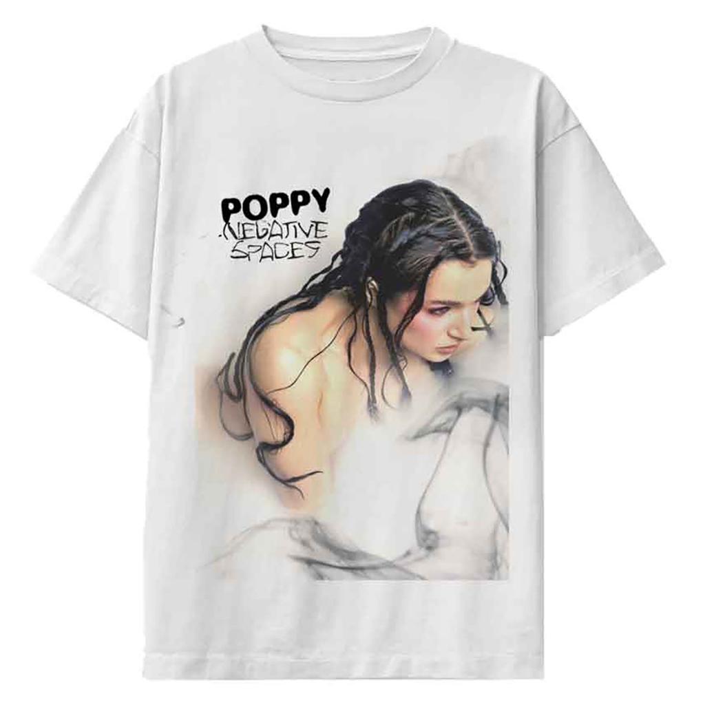 Men's Poppy Negative Spaces Art T-shirt Medium White