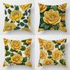 Home Decor Yellow Roses Floral Pattern Pillow Cover Pattern Cushion Cover Suitable For Sofa Bedroom Car Pillow Cover