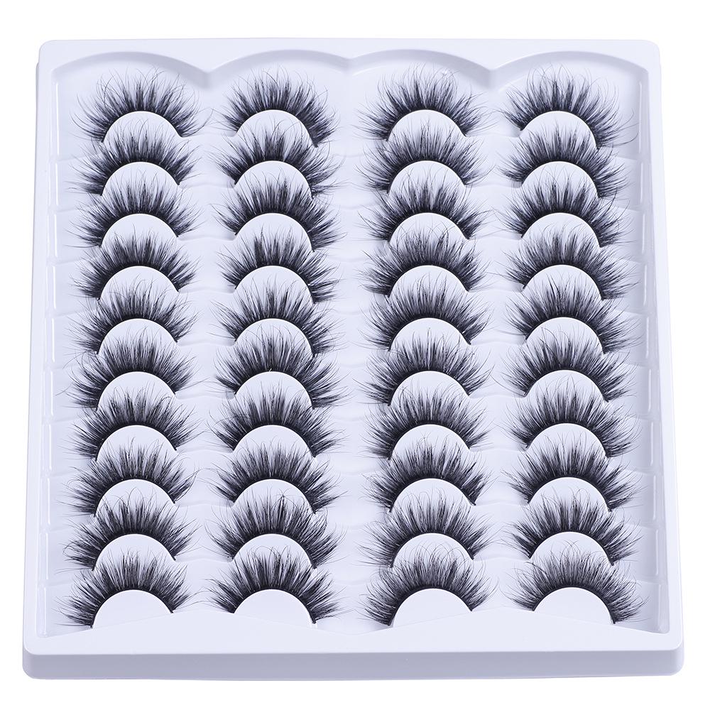 20 Pairs Dense Cross-Style False Eyelashes with Hard Stem - Large Capacity, Free Shipping