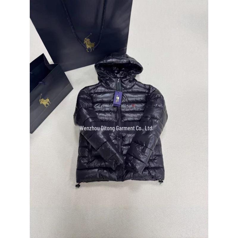Ra La Klassische bestickte Polo-Pferd-Logo Kapuzen-Leichtbaumwolljacke