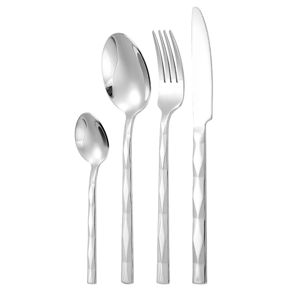 

Набор столовых приборов из нержавеющей стали, 4 шт., серебристый: нож, вилка, ложка. Посуда для ужина. Зеркальный набор столовой посуды. Столовое серебро для свадьбы, дня рождения серебряный