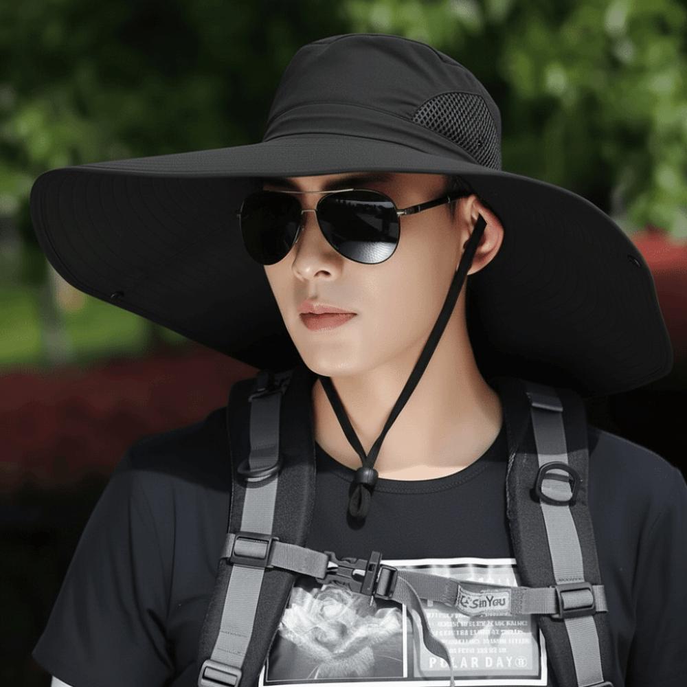 Portable UV Sun Protection Wide Visor Brim Hat 15CM Large Brim Breathable Sun Protection Hat Foldable Bucket Cap Men