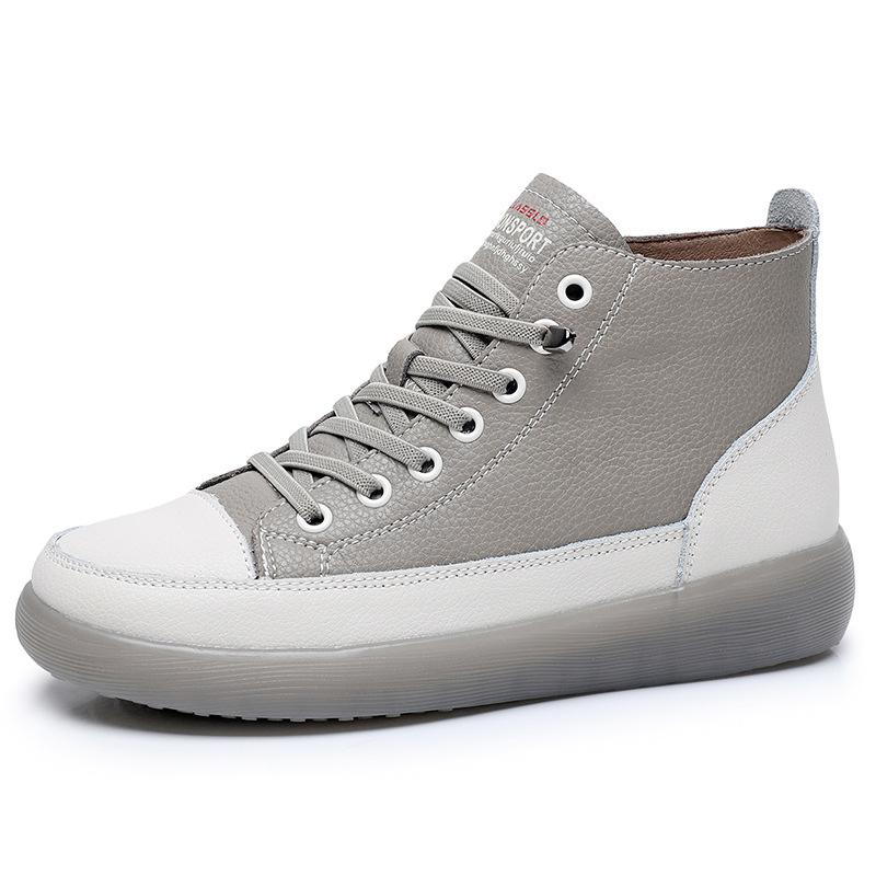 Fashion New Women Genuine Leather Sneakers Spring High-top Casual Shoes Autumn First Layer Cowhide Ladies High Top Vulcanized Shoes