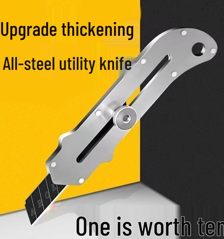 Heavy-Duty All-Steel Stainless Utility Knife - Industrial-Grade Wallpaper & Paper Cutter