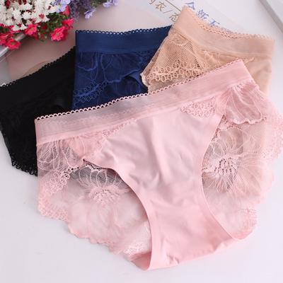 Kadınlar Seksi Hollow Out Dantel Külot Dikişsiz Orta Bel Üçgen Külot Yüksek Dereceli İç Giyim