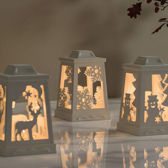 Christmas Candle Holder Mold Flexible Non-Stick Silicone Mold Christmas Lantern Casting Mold for Resin Plaster Elk Snowflake Snowman Candle Holder