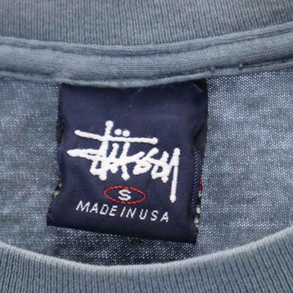 STUSSY 90s Made in USA Navy Tag Print Short sleeve T-shirt S Bluish Men's Used