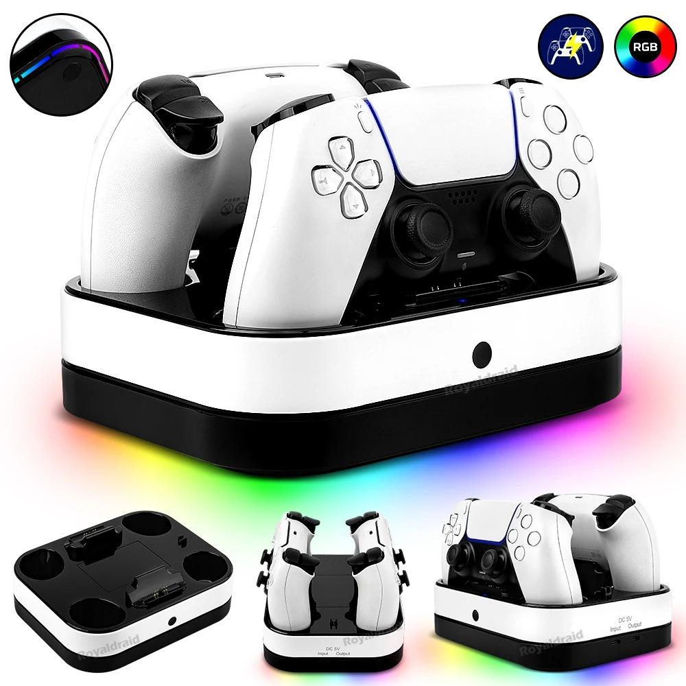 For PS5 Controller Dual Charging Base RGB Fast Charging Station for PS5 Dual Wireless Gamepad Handle Charger Stand