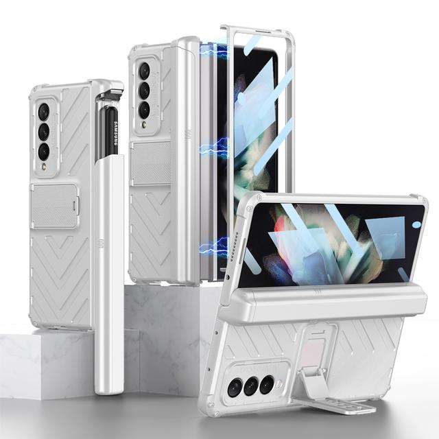 

Полная защита экрана стеклянная пленка чехол для Samsung Galaxy Z Fold 4 Fold3 Fold4 Fold 3 5g Zfold4 Zfold3 подставка держатель Coque No Pen серебряный