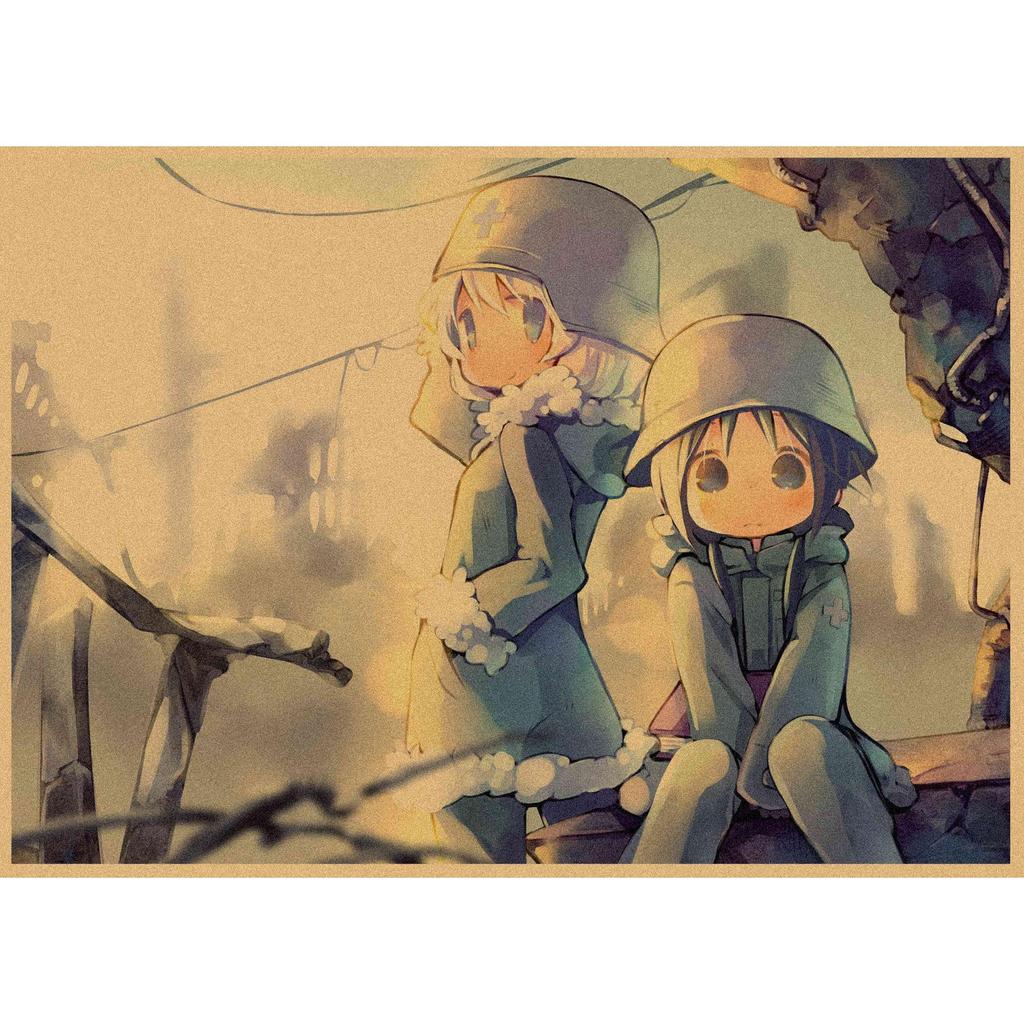 Retro Japanese Anime Girl Journey Poster - Kraft Paper Decorative Wall Art