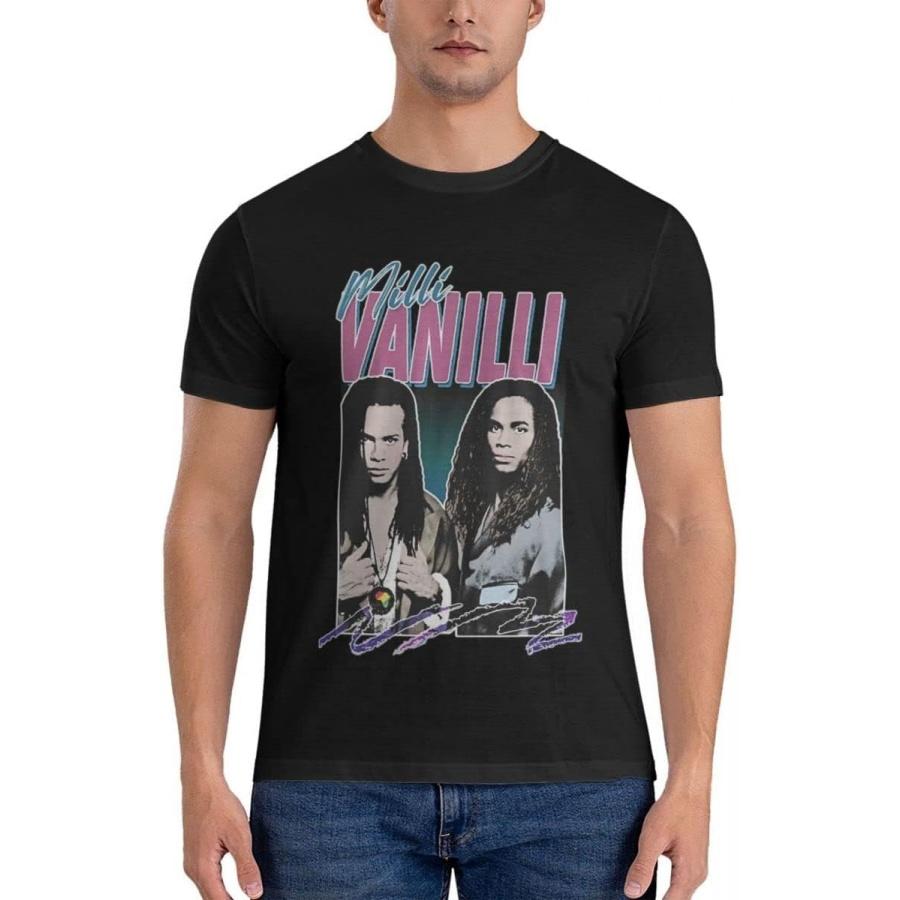 BAIYüRE Milli Vanilli T-ShirtMilli Vanilli - 80 s Fanart Aesthetic Design Tribute T-Shirt BlackOne Size S чёрный