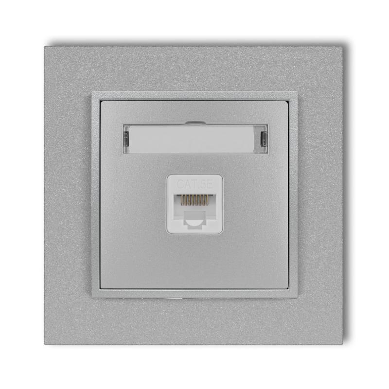 1x Internet socket with frame karlik mini silver color