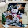 Hřejivá a útulná roztomilá flanelová deka se vzorem kočky na gauč, postel, pohovku, do kanceláře - Měkká a uklidňující deka s digitálním potiskem