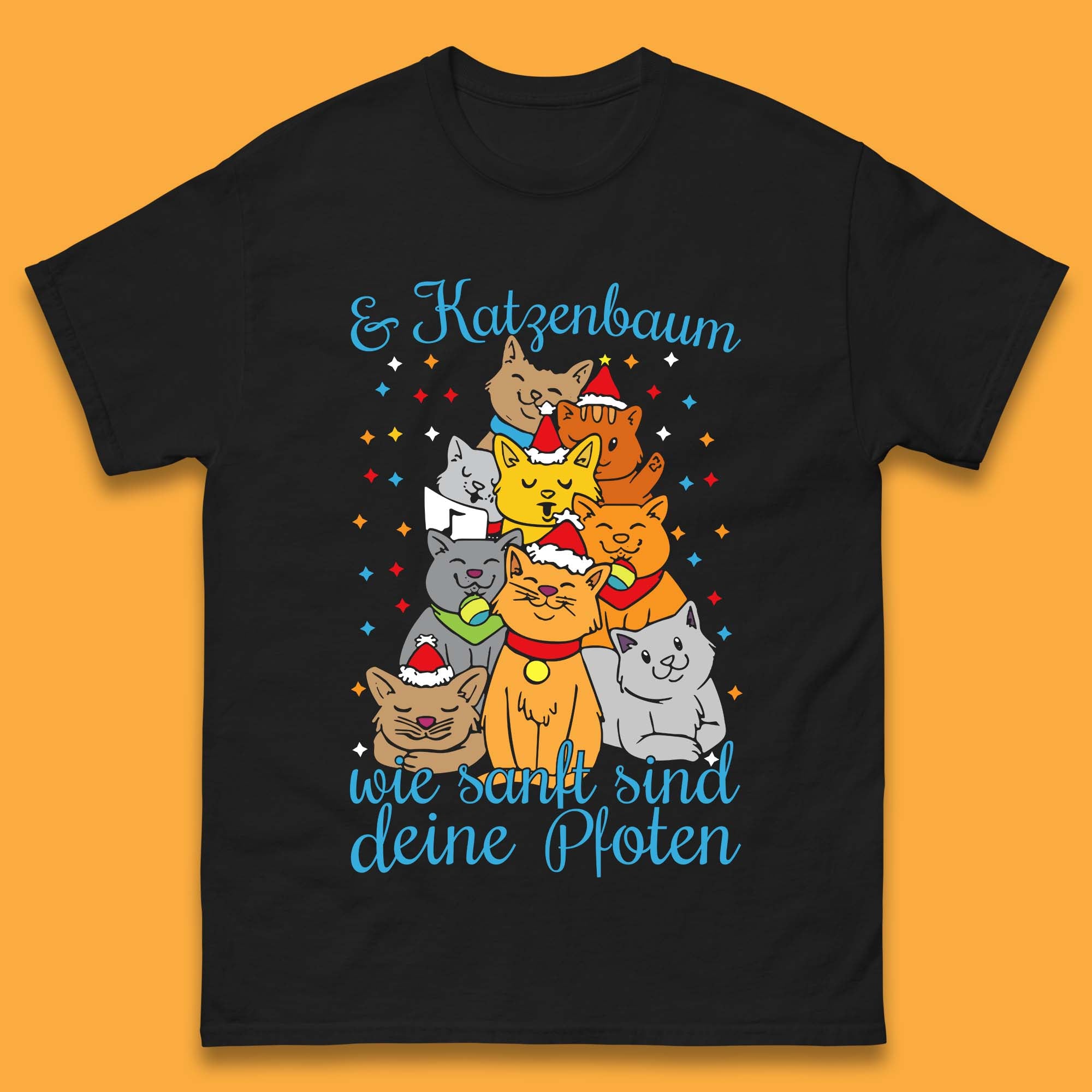 Cute Cats Tree Christmas Mens T Shirt Womens Tops Tees S