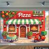 2D červená kulisa pizzerie, nástěnná dekorace s tématem italského jídla pro domácnost