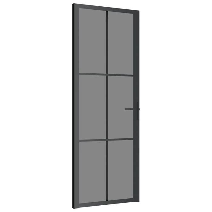 VidaXL Porte intérieure 76x201,5 cm Noir Verre ESG et aluminium 350564