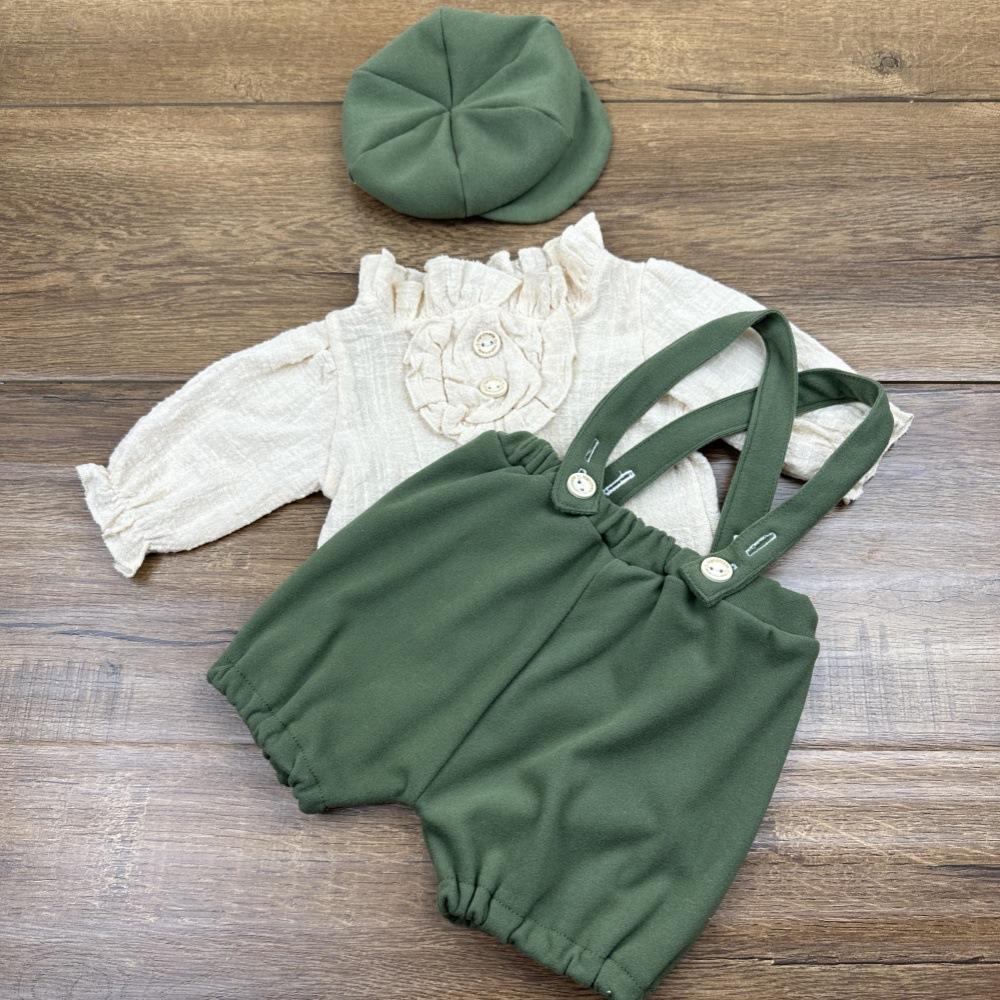 3pcs Newborn and One Month Old Baby Photography Clothing Accessories Monet Garden French Retro Gentleman Theme Photography Props
