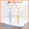 Vnox Double Cross Pendant Necklaces for  Women, Bling Shell Cross Necklaces, Christ Religious Faith Jewelry