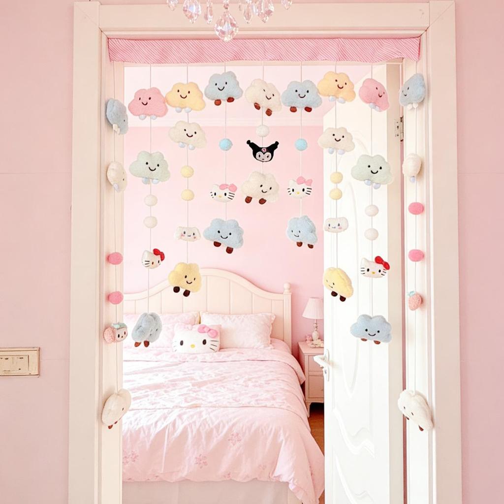 Colorful Cloud Ball Curtain for Bedrooms, Tea Rooms & Bathrooms - Warm, Decorative Entryway Curtain