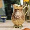Handcrafted Copper Jug with Brass Handle  Floral Engraved Pitcher