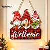 Decorative Christmas Gnome Craft Wooden Hanging Pendant, Cartoon Ornament, Merry Rustic Holiday Wall Decor Door Sign for Home Shop Party Decoration