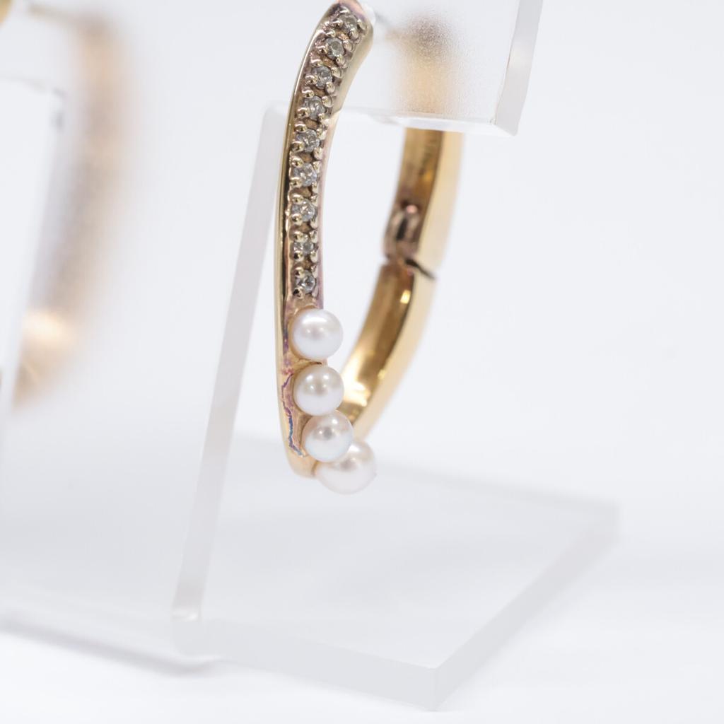 ete [Beautiful Condition] 925 K18 Pearl Bijou Hug earring Yellow gold platingUsed