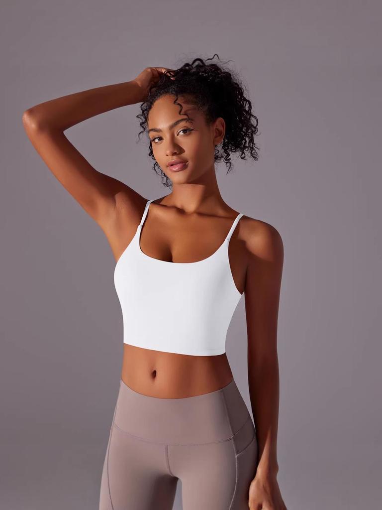 2026 Europäisches & Amerikanisches Schmal geschnittenes Weißes Crop-Top mit Dünnen Trägern