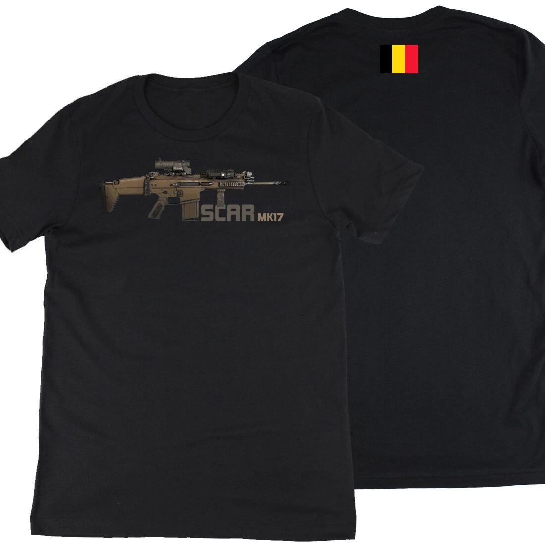 

SCAR MK 17 Battle Rifle Graphic T-T-Shirt Premium Short Sleeve Tee 2XL