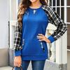 Women's Casual Plaid Crewneck Long Sleeve Sweatshirt with Pockets Loose Fit Top