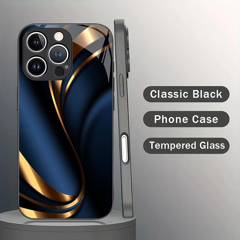 Advanced texture pattern tempered glass phone case suitable for iPhone 17 16 15 14 13 12 11 Pro Max Plus shockproof back cover