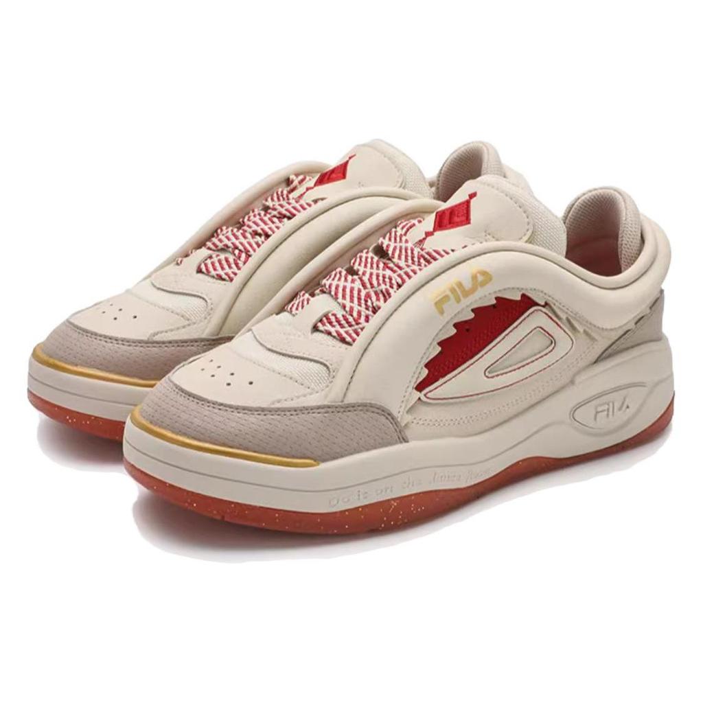 Fila MIX 2 Abrasion Resistant Low Top Skateboard Shoes Men's Beige Red F12M412203FAM