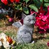 Resin Pet Memorial Statue Weatherproof Lovely Pet Memorial Tombstone with Wing Stone Finish Pet Dog Cats Memorial Sculpture