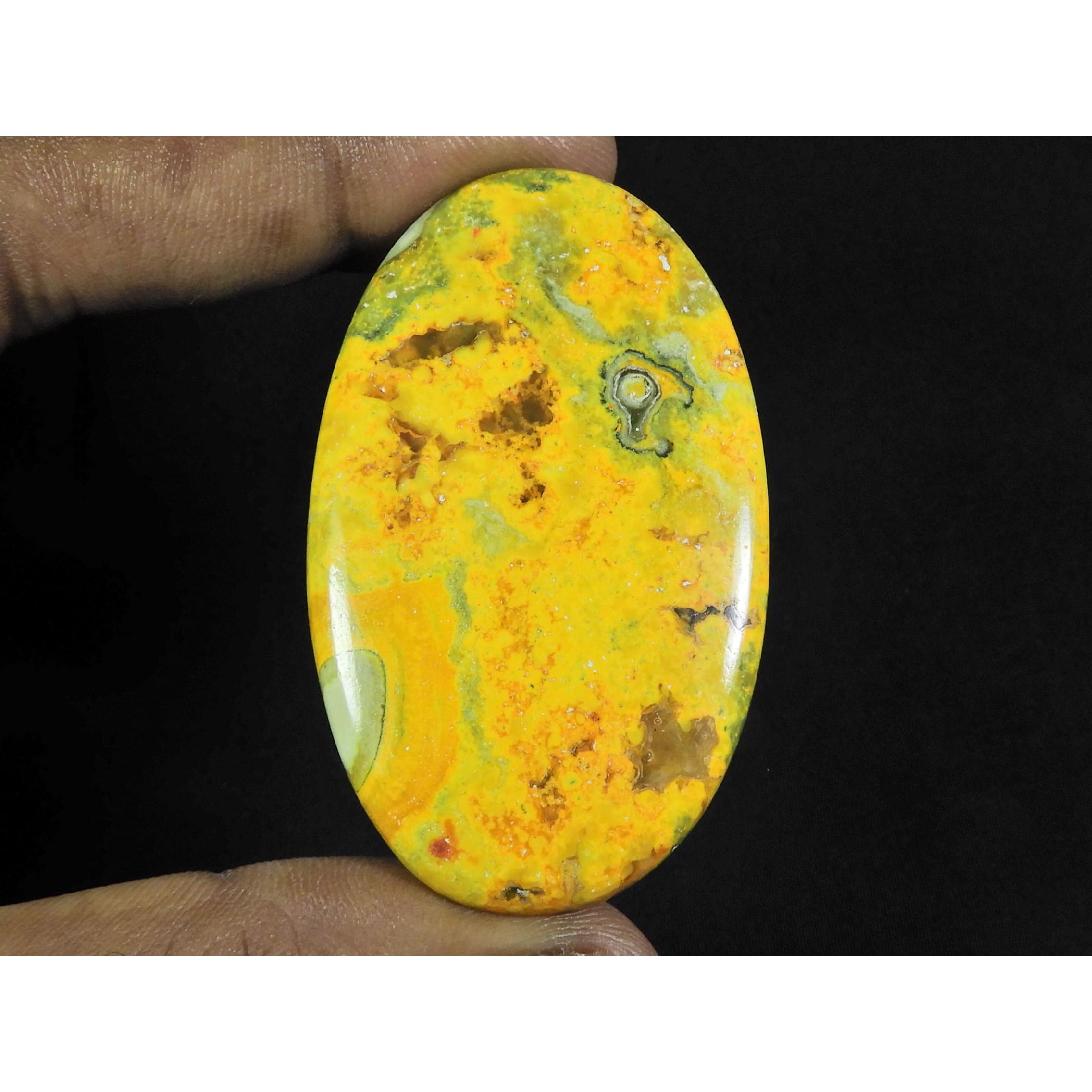 

108Cts. Natural Bumble Bee Jasper Oval Cabochon Loose Gemstone 35X58X05 MM D-98