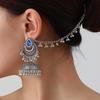 Bohemian Exotic Rhinestone Tassel Necklace & Earrings Set In Antiqued Alloy