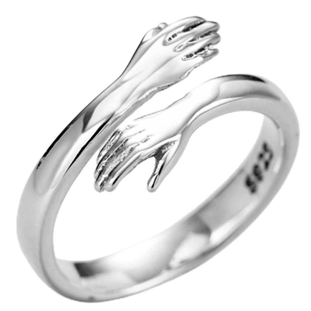 2026 Valentine's Day Gift Love Hug Open Ring Retro Simple Rings Letter Finger Ring Unisex Adjustable Size Ring Jewelry Gift