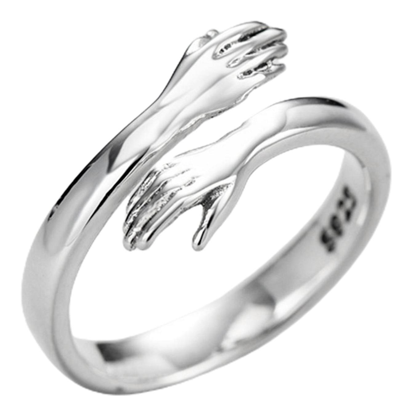 

2026 Valentine s Day Gift Love Hug Open Ring Retro Simple Rings Letter Finger Ring Unisex Adjustable Size Ring Jewelry Gift