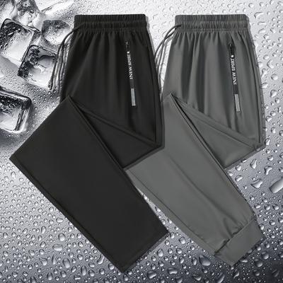 Erkek Yazlık Spor Pantolonları Koşu Egzersiz Günlük Giyim için Uygun Hızlı Kuruyan Serin Pantolonlar Zayıflatıcı Büyük Beden Cilt Dostu Kumaş