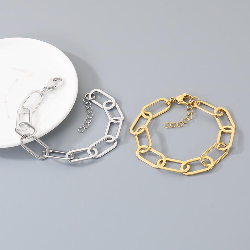 Kalen Stainless Steel Paperclip Chain Bracelet for Men Women Hop Hip Gold Color Accessory Adjustable Minimalist Fashion Jewelry