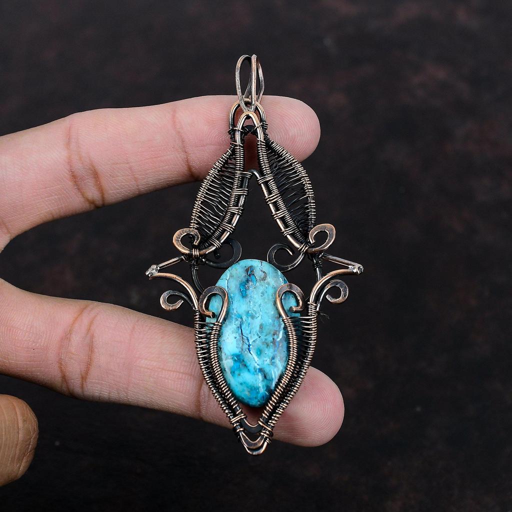 Shattuckit Kupfer Anhänger Kupferdraht gewickelter Schmuck Handgefertigter Edelsteinanhänger Kupferdraht gewickelter Anhänger Brandneuer Anhänger Geschenk für Mutter