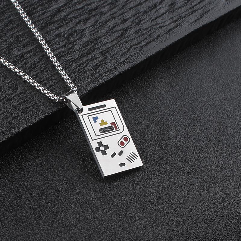 Unisex Cross-Border Game Console Controller Necklace Pendant - Stainless Steel Sweater Chain