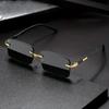 Rimless Sunglasses Rectangle Stylish Popular Eyeglasses Female Male Shades Compact Square Sun Eyeglasses for Women Men Traveling Oculos