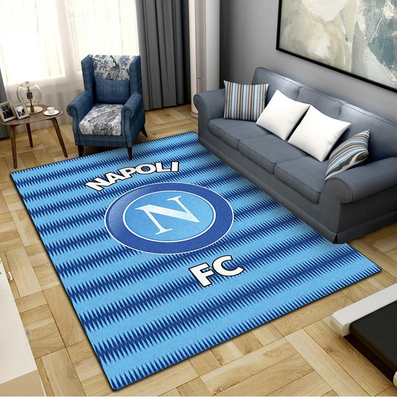 Tappeto Napoli FC per Soggiorno Camera da Letto Casa Decorazione Divano, Tappetino Antiscivolo per Giochi Bambini