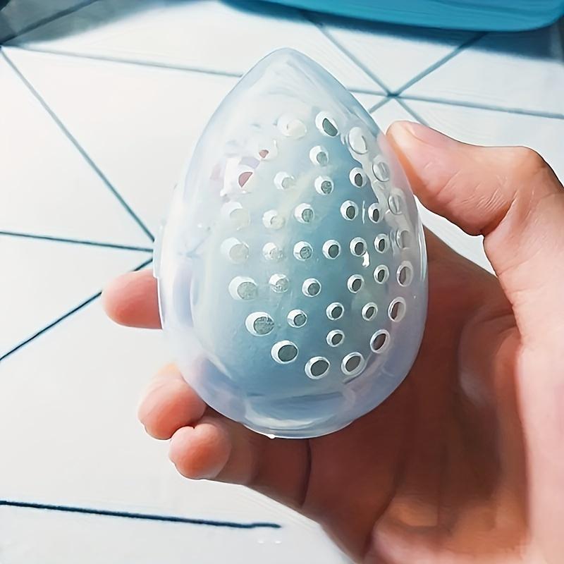 1pc/2pcs Makeup Egg Plastic Storage Box, Egg-shaped Makeup Puff and Sponge Display Rack - Stylish Storage Organizer with Ventilation
